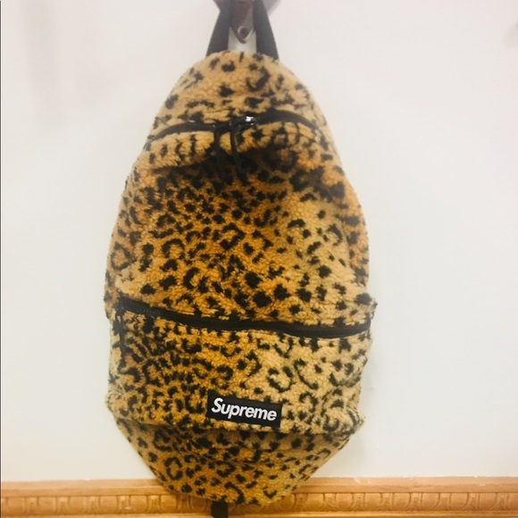 supreme leopard print backpack